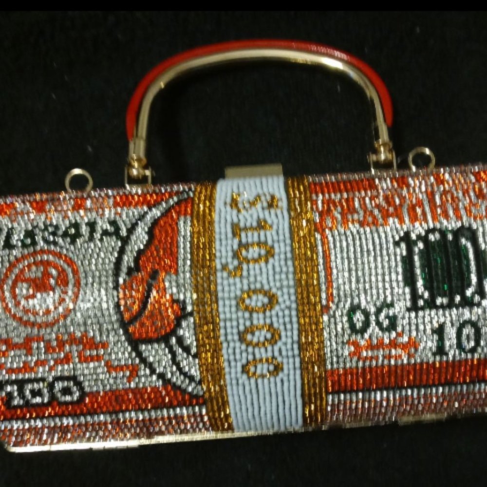 $10,000 Rhinestone Clutch Purse - Barrel Red